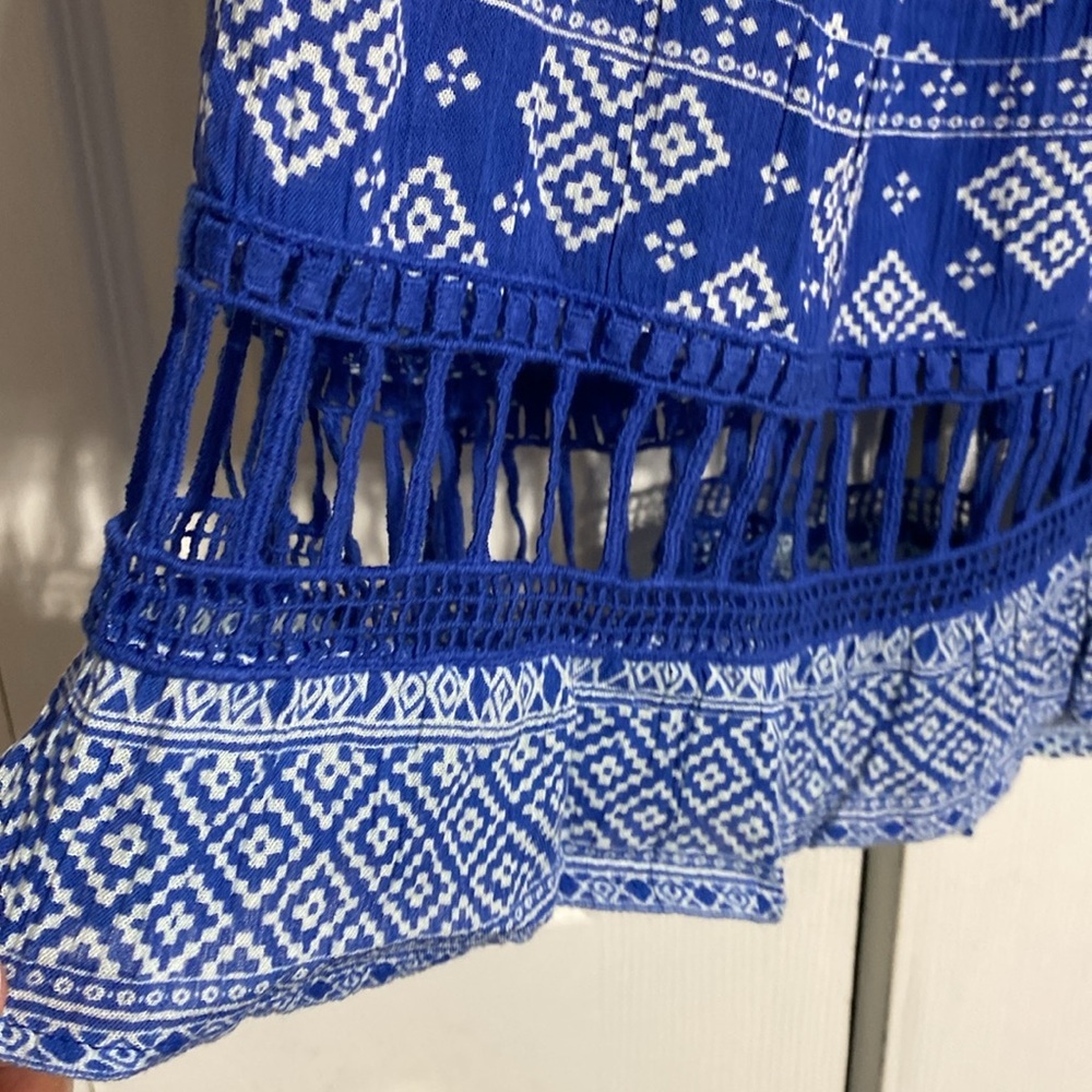 CUTE Hannah lightweight blue v-neck gauze lace detail smock top shirt blouse PXL - Picture 9 of 12